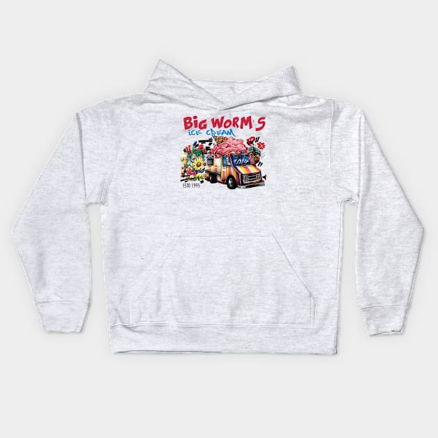 BIG WORM'S Ice Cream Truck Kids Hoodie by Poyfriend